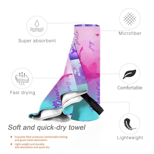 Dance Gift for Teacher, Ballerina Gift, Microfiber Dancing Beach Towel 63" x 31.5" for Women, Girls - Bath, Pool, Shower, Camping, Travel - color: Dance Towel
