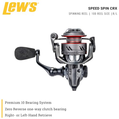 Lew's Speed Spin CRX Spinning Fishing Reel, 8+1 Bearings, Graphite Frame and Sideplate, Solid Brass Speed Gears, Speed Lube, Multi-Disc Drag - size: 100