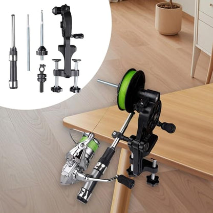 Fishing Line Spooler Tool Adjustable for Baitcasting Reels Ergonomic Spooling Machine Accessory for Adults Men - color: with Line Pole