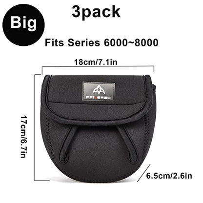 3Pcs Fishing Spinning Reel Covers Bag Baitcasting Trolling Fishing Reel Protective Case Pouch Sleeve Gloves Fishing Bags Fits 1000-8000 Series Reel 3Size (Big-3Pack) - color: Big-3Pack