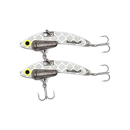 SteelShad Mini Series (1/4 oz) - 2 Pack - Glow in The Dark Fishing Lures - Lipless Crankbait for Freshwater Fishing - Perfect for Ice Fishing, Pan Fishing, Crappie, Walleye and Bass - color: Glow Silver