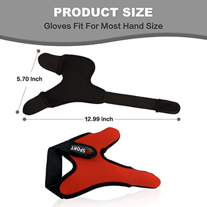 Double-Finger Gloves, 3 Pack Anti-Slip Fishing Glove, Professional Finger Gloves Protector Unisex Elastic Band Glove for Outdoor Fishing - color: Red