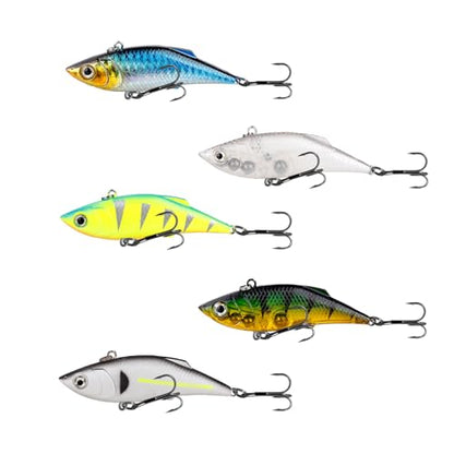 Lipless Crankbait Rattle Trap Fishing Lures Topwater Bass Fishing Lures for Walleye Trout Musky Long Casting Distance Freshwater Saltwater 2.96in/0.39oz FS/YE-06 - style: A2,5pcs