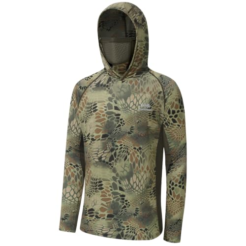 BASSDASH Men's UPF 50+ Camo Long Sleeve Hunting Fishing Hoodie Shirt - color: Python Camo, size: 5X-Large