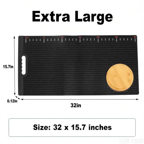 Kylebooker Fish Fillet Mat Extra Large 32 x 15.7 in | Anti-slip Texture ,Integrated Ruler, , Easy to Clean Material, Portable Storage, Fish Cutting Board