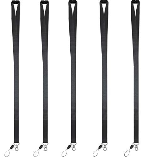 Foshine Lanyards Safety Breakaway Black for ID Badges Holder Keys 5pcs | Neck Lanyards Women Men Cruise Office Card Holder Waterproof - color: 5 Pack Black Lanyard