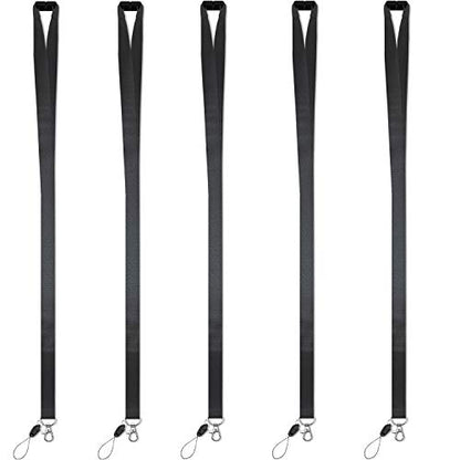 Foshine Lanyards Safety Breakaway Black for ID Badges Holder Keys 5pcs | Neck Lanyards Women Men Cruise Office Card Holder Waterproof - color: 5 Pack Black Lanyard