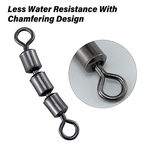 Dr.Fish High Speed 3 Roller Swivels, Bead Chain Barrel Swivels Fishing Tackle Trolling Rolling Leader Lure Connector Salmon Walleye Freshwater - size: #4-73LB