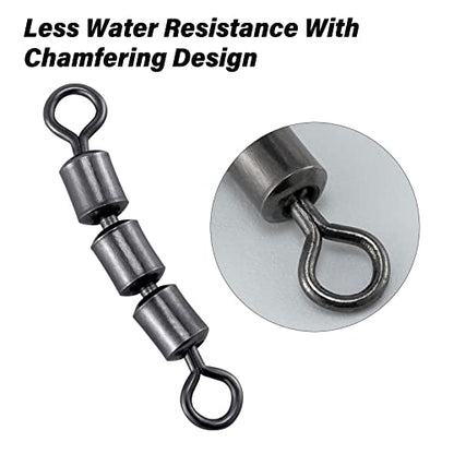 Dr.Fish High Speed 3 Roller Swivels, Bead Chain Barrel Swivels Fishing Tackle Trolling Rolling Leader Lure Connector Salmon Walleye Freshwater - size: #6-62LB