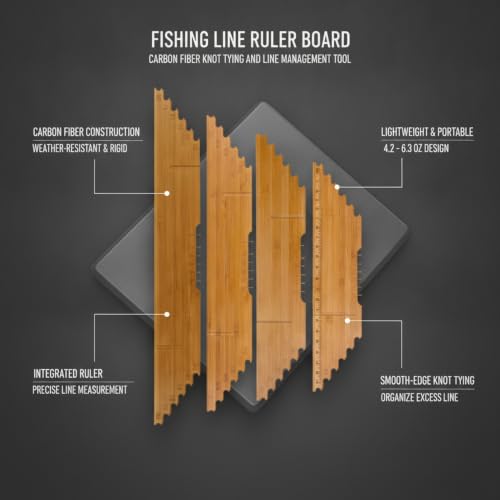Anglers Carbon Fiber Fishing Line Ruler Board for Precise Knot Tying and Line Management, Portable Measuring Station - size: 17.72 x 3.35 x 1.57 in