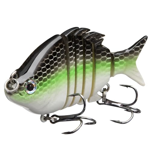 Bassdash SwimPanfish 2.5”/0.34oz Hard Bluegill Swimbaits Multi Jointed Topwater Trout Bass Fishing Crank Lure,Pack of 4 - color: WFBY