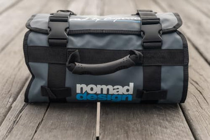 Nomad Design Lure Roll - Medium Size with 6 Pockets Respectively, Portable Waterproof Tarpaulin Fish Lure Bag - Heavy Duty PVC Window, Mesh Cleaning & Drying Tabs - size: Medium