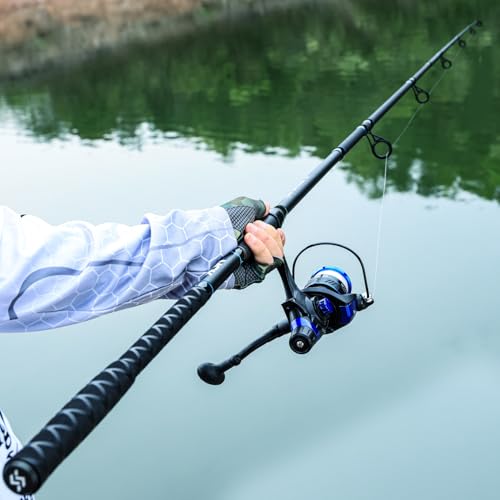 Sougayilang Spinning Fishing Rod, 3-Piece, Carbon Catfish Rod with EVA Comfortable Handle for Catfish and Carp Fishing, Medium/Heavy Power, 9'0"/10'0"/11'0" - size: 11'0"