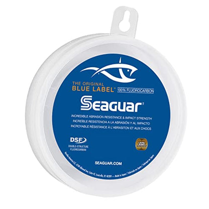 Seaguar Blue Label Fishing Leader Line for Saltwater, 100% Fluorocarbon, Clear, Multiple Sizes - size: 12lbs/25yds