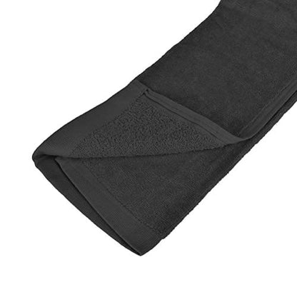 2 Pack Golf Fold Towel with Metal Carabiner Clip Sports Hiking Black 12inch x 16inch