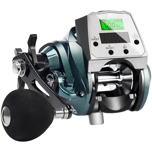 Digital Baitcasting Fishing Reel with LCD Display,8 oz Ultralight Electric Baitcaster Reel, 22-35 Lb Max Drag,6.3:1/7.2:1 Gear Ratio,Left/Right Handed,Compact Design for Freshwater & Saltwater - color: Greener-Left Hand, size: 35Lb-12 Smart-Solar Panel