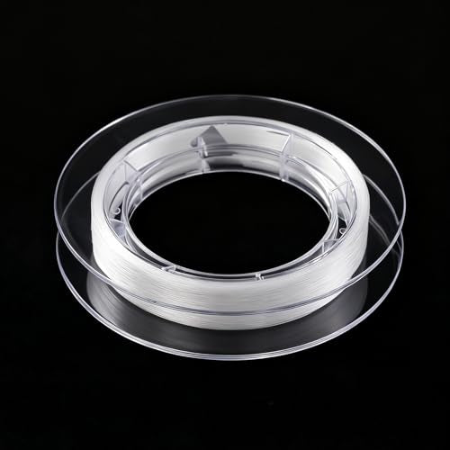 Tatuo 218 Yards/ 654ft Clear Fishing Line 0.16mm Nylon Invisible Thread String for Hanging Christmas Ornaments, Bracelet Making, Sew Hobby, Clear Beading Thread with Bead Needle - size: 0.16mm