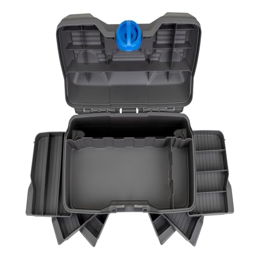 Flambeau Outdoors 660NGAK Next Gen 6/0 Large Fishing Tackle Box - 6 Pivot Trays, 32 Compartments, Includes 25-piece Tackle Kit, Fishing Tackle and Gear Storage, Fishing Lure Organizer, Dark Gray - size: With Tackle Kit