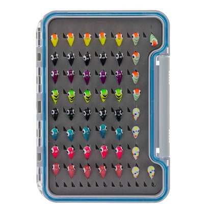 Reaction Tackle Tungsten Ice Fishing Jigs, Tear Drop Jig Heads that Glow with UV Light for Panfish, Crappie, Walleye, Perch, Trout and Bluegill - color: 50-pcs Variety Kit (+case), size: 4 mm
