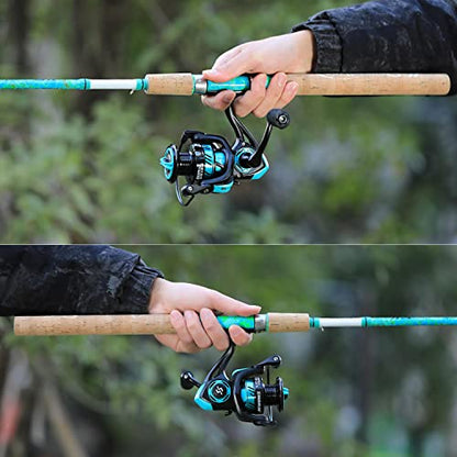Sougayilang Fishing Rod and Reel Combo, 2-Piece 5-Foot 6-Inch Graphite & Fiberglass Rod, Durable and Strong, Quickset Anti-Reverse Fishing Reel (1Pack/2Pack) - color: Spinning Combo - 2 PACKS
