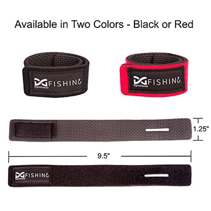Fishing Rod Straps for Casting, Spinning, or Fly Rods, Pole Ties (4-Pack) - color: Black