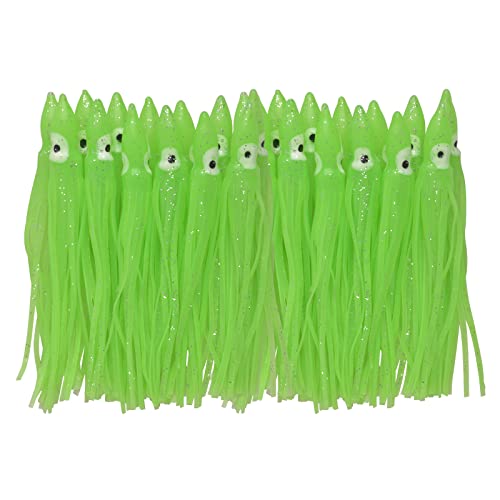 Fishing Squid Skirts Lures Octopus Skirts Trolling Lures Soft Plastic Fishing Tackle Squid Bait for Saltwater Bass Salmon Trout - color: Green, size: 3.54in - 30pcs
