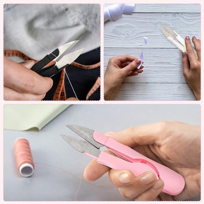 Mudder 24 Pcs U Shape Sewing Scissors with Protective Safety Cover Mini Snippers Shears Small Trimming Nipper Clipper for Various Materials Fishing Line DIY Sewing Tailoring Dressmaking Crafting - style: Lovely