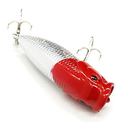 Seasky Fishing Plug Lures Micro Popper Topwater Trout Attack in Freshwater - color: Redhead