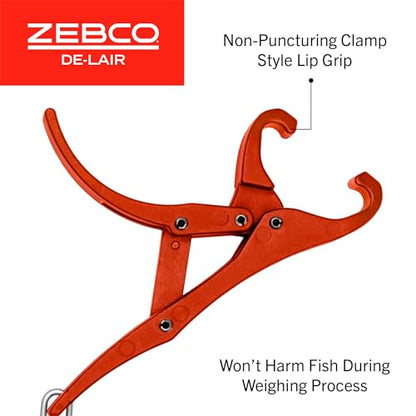 Zebco De-Liar 2.0 Digital Fish Scale, 50-Pounds/23-Kilograms Capacity, Compact Design, Durable Construction, Non-Puncturing Clamp-Style Lip Grip, Black/Red
