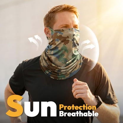 HONGTEYA 6 Pack Summer Neck Gaiter, UV Protection Cooling Face Mask Breathable Bandana Head Scarf Face Cover for Men Women - color: Multicolor1