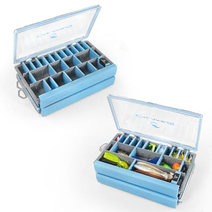Calamus DryVault Waterproof Tackle Box, Sturdy 3600 Tackle Trays, Fishing Tackle Box Organizer With Removable Dividers, Lure Box and Terminal Tackle Storage - size: 3600(2 Pack)
