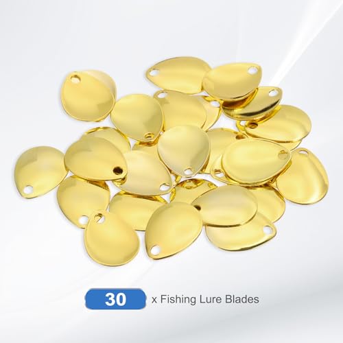 PATIKIL Fishing Lure Blades Willowleaf Lure Making - color: Golden, size: 0.6"x0.4"