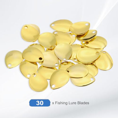 PATIKIL Fishing Lure Blades Willowleaf Lure Making - color: Golden, size: 0.6"x0.4"