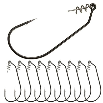 Reaction Tackle Swimbait Hooks for Bass Fishing - Soft Plastic Fishing Hooks with Centering Spring pin for Soft Plastic Swim Baits and Worm Lure Baits - size: #8/0