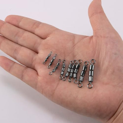 Dr.Fish High Speed 3 Roller Swivels, Bead Chain Barrel Swivels Fishing Tackle Trolling Rolling Leader Lure Connector Salmon Walleye Freshwater - size: #6-62LB