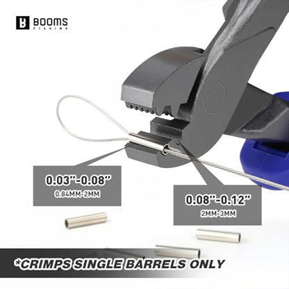 Booms Fishing Crimping Pliers Tool: 6.5in Crimper for Single Barrel - 300pcs Sleeves and Lanyard Included, XW41 - style: Crimper with 300pcs Sleeves