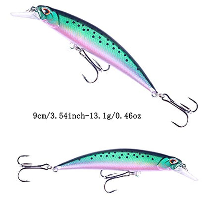 Jerk Baits for Bass Fishing, Jerkbait Fishing Lures, Minnow Lures Jerk Bait for Freshwater/Saltwater Fishing Lures for Trout Pike, 5pcs/10pcs with Box - color: G:3.54in/0.46oz/5pcs