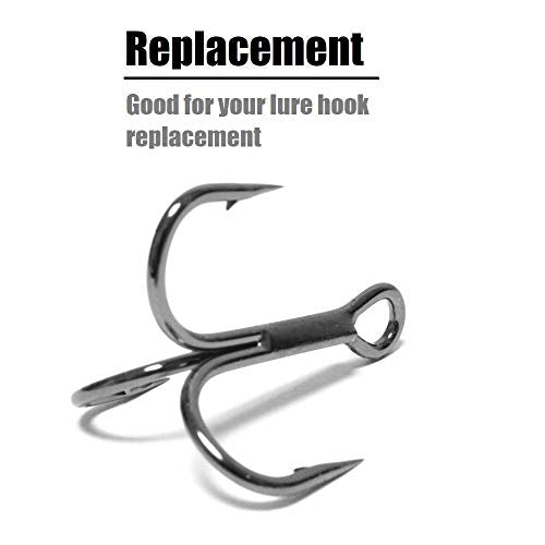 Fishing Hooks Treble Hooks for Hook Upgrade Cutting Blade 4X Strong Short Shank Black Nickle - size: 8