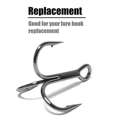 Fishing Hooks Treble Hooks for Hook Upgrade Cutting Blade 4X Strong Short Shank Black Nickle - size: 2