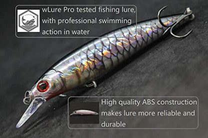 Minnow Crankbait for Bass Fishing Bass Lure Jerkbait Fishing Lures and Tackle Box - color: HM600KB3