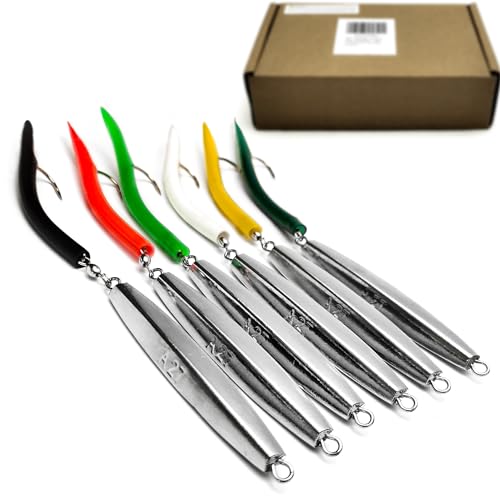 Diamond Jigs Saltwater Fishing Lures, 1-16oz Flat Metal Jigging Spoon Baits for Surf Fishing Bottom Bouncing Sinking Casting, Vertical Ocean Lures for Bluefish Striper Tuna Salmon Freshwater - color: A3-6pcs-3oz