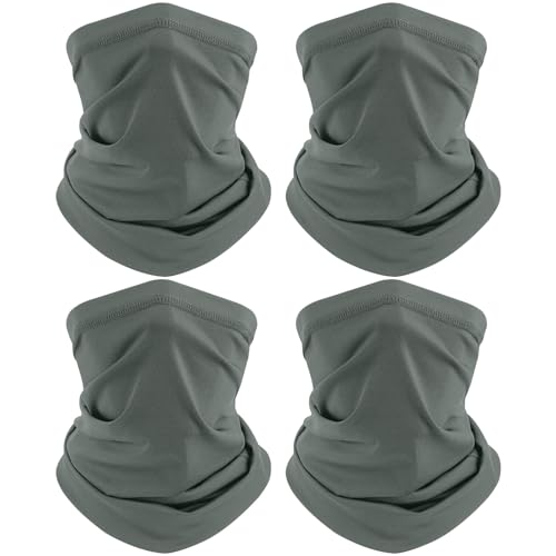 TICONN Neck Gaiter Face Cover Scarf, Neck Warmer Breathable Sun & Wind-proof for Skiing Fishing Hiking Cycling - color: Dark Gray-4pk, style: Quick Dry