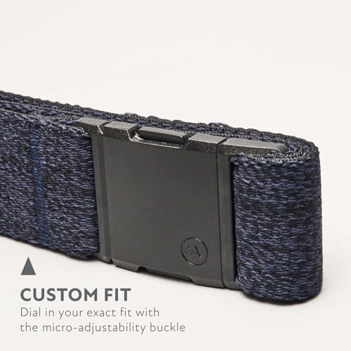Arcade Belts A2 Unisex Adventure Belt: Heavy Duty Stretch, Metal Free Buckle - color: Atlas - Heather Navy, size: Standard (Up to 40"); 1.5" Wide
