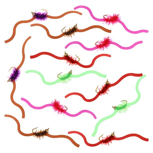 12 Pcs San Juan Trout Worm Lure Kit - Bead Head Soft Plastic Baits, Realistic Worm Lures for Trout, Bass, Salmon, Steelhead & Freshwater Fishing - size: Size 10