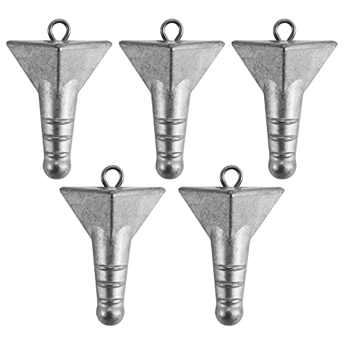 Dr.Fish 5 Pack Storm Sinker Pyramid Hatteras Surf Fishing Lead Weight Saltwater Beach Casting Sea Bottom Holder Inshore