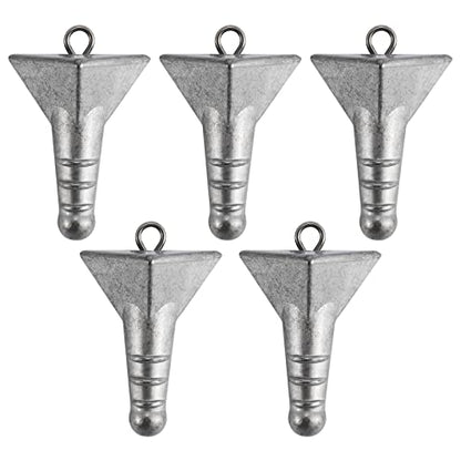 Dr.Fish 5 Pack Storm Sinker Pyramid Hatteras Surf Fishing Lead Weight Saltwater Beach Casting Sea Bottom Holder Inshore