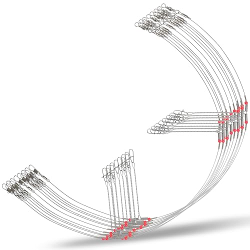 Fishing Leaders Saltwater Tackle Rig Stainless Steel Fishing Wire Leader Line with Swivels Snap Beads Pre-Tied Hi-Low Bottom Rigs for Surf Pier Trolling Fishing Tackle - style: 2 Arms-12pcs