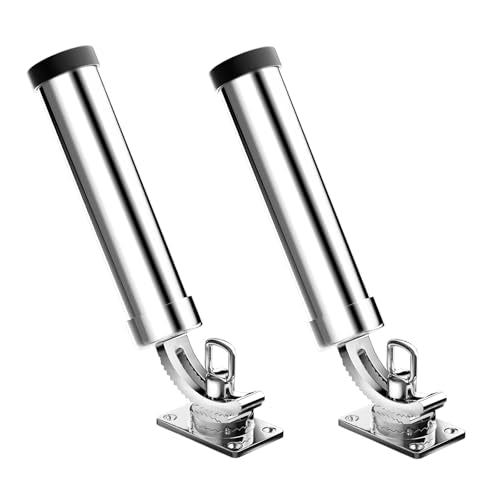 Rod Holders for Fishing Boat，2 Pack 316 Stainless Steel 360 Degree Adjustable Deck Flush Mount Fishing Rod Pole Holder for Marine Boat Yacht