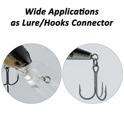 Dr.Fish Split Ring Stainless Steel Hyper Wire Flattened Fishing Lure Rings Heavy Duty Tackle Hook Line Connector Saltwater - size: #9-145LB(12mm, 0.46")