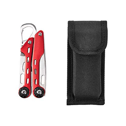 Amazon Basics 10-in-1 Stainless Steel Multitool for Hiking and Survival Gear with Needlenose Pliers, Wire Cutter, Saw, Safety Lock, Nylon Sheath, Red - color: Red, size: 10-in-1